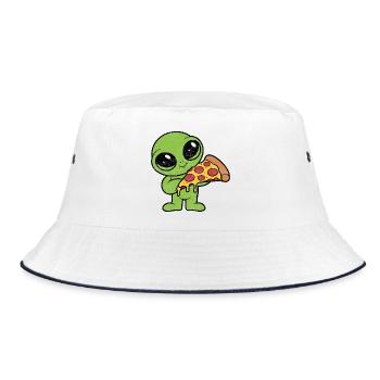 Extraterrestre mignon avec une part de pizza Fan de pizza - Bob - blanc/marine - Devant