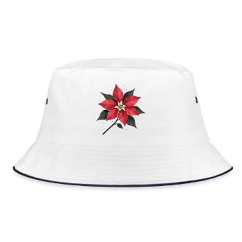 Modern poinsettia in warm red and green - Bucket Hat - white/navy - Front