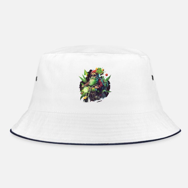 Biker Gnome with Grass Leaves Bucket Hat