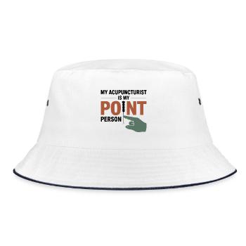 Mein Akupunkteur ist mein Ansprechpartner auf professioneller Ebene. - Bucket Hat - Weiß/Navy - Vorne