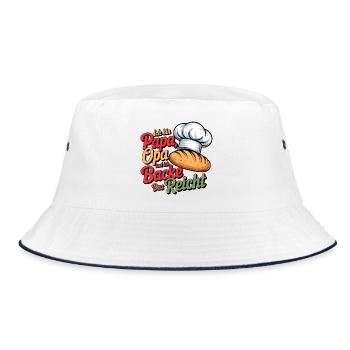 Papa Opa Backen Brot Design - Bucket Hat - Weiß/Navy - Vorne
