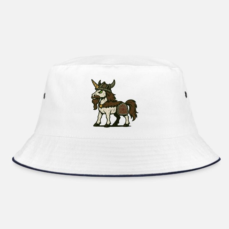 Wikinger-Krieger-Einhorn mit Bart und nordischem Zeichen Bucket Hat