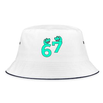 Nummer sieben sechs 67 Tiere - Bucket Hat - Weiß/Navy - Vorne