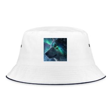 Majestic wolf in front of the Northern Lights - Bucket Hat - white/navy - Front