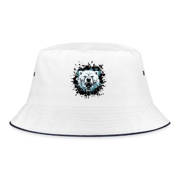 Eisbär im Splatter-Style - Bucket Hat - Weiß/Navy - Vorne