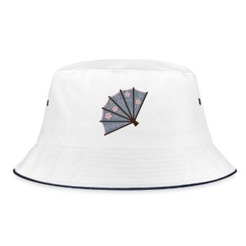Blossom Fan in Powder Blue - Bucket Hat - white/navy - Front