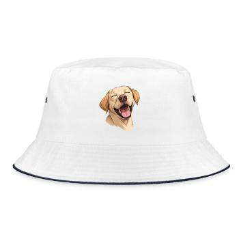 Labrador heureux – Chien drôle avec le sourire - Bob - blanc/marine - Devant