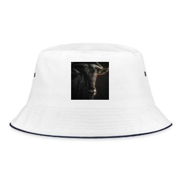 Wildebeest in the Rain Dramatic Wildlife Africa Power - Bucket Hat - white/navy - Front