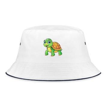 Cartoon style turtle - Bucket Hat - white/navy - Front