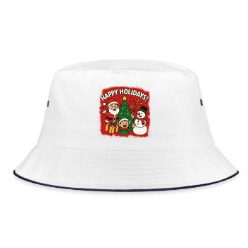 Fröhliche Feiertage Trio Weihnachtsszene - Bucket Hat - Weiß/Navy - Vorne