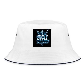 Heavy Metal Awakenings Schädelgitarre - Bucket Hat - Weiß/Navy - Vorne
