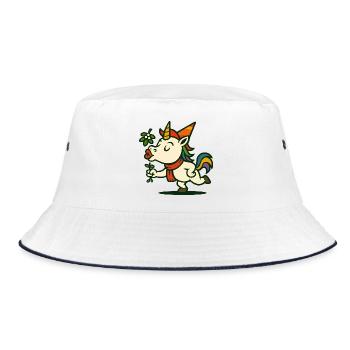Küssende Einhorn-Mistelzweige Niedliche Weihnachtskunst - Bucket Hat - Weiß/Navy - Vorne
