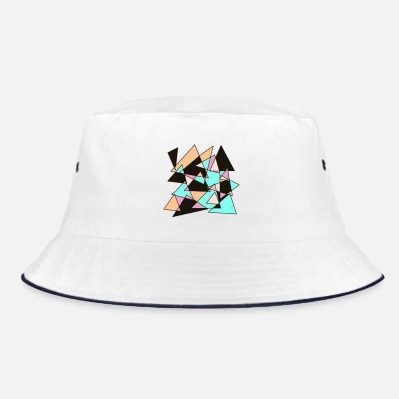 Geometric pastel triangles - Bucket Hat - white/navy