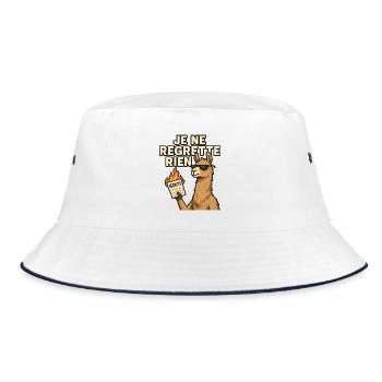 Rebellischer Lama Ich bereue nichts. - Bucket Hat - Weiß/Navy - Vorne