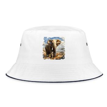 African elephant in sunlight - Bucket Hat - white/navy - Front