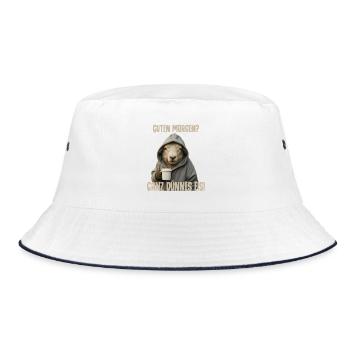 Morgenkaffee mit Schäfchen Hoodie - Bucket Hat - Weiß/Navy - Vorne