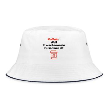 Caffeine, adulthood is hard. Coffee love - Bucket Hat - white/navy - Front