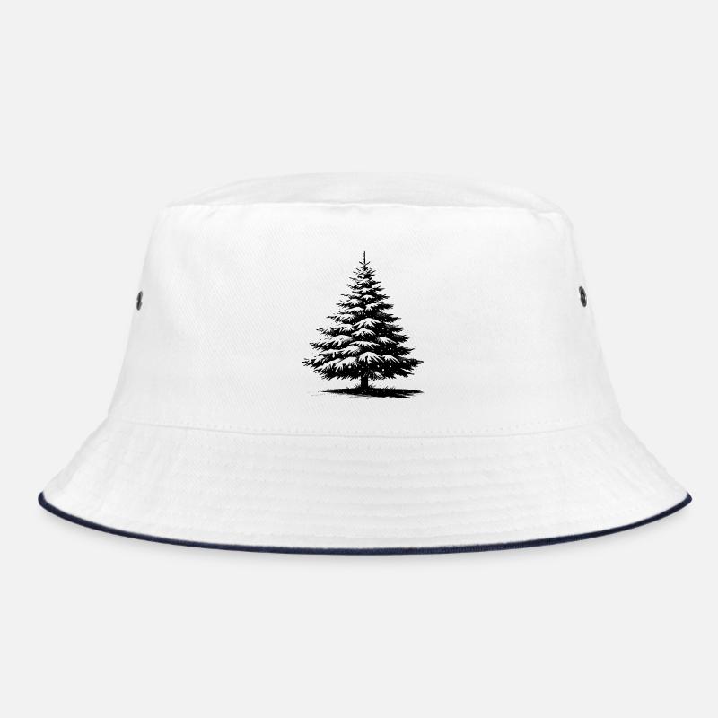Schneebedeckte Weihnachtskiefer Bucket Hat