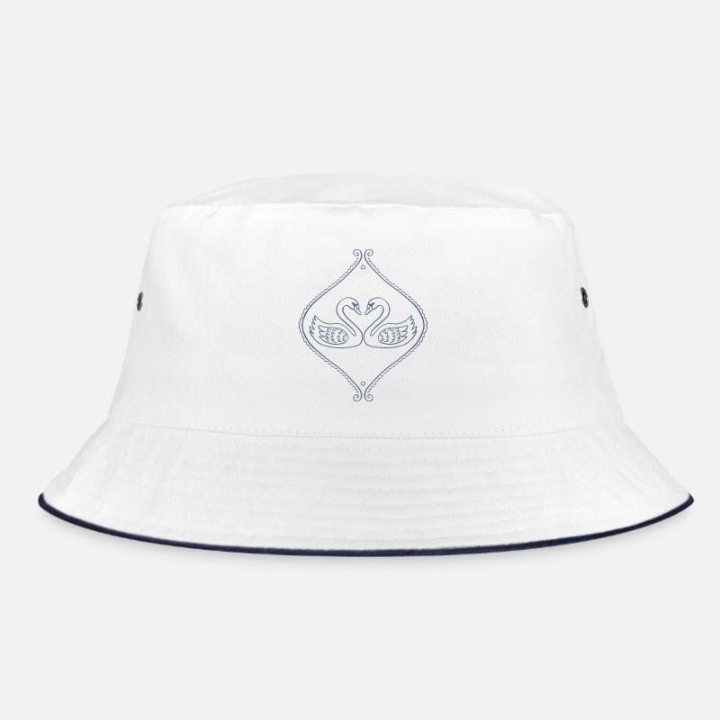 Blaue Schwäne in verziertem Rahmen Bucket Hat