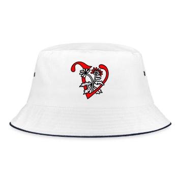 Letter V Initial - Bucket Hat - white/navy - Front