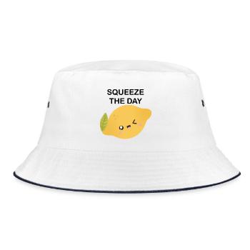 Lemon Wink Cartoon - Bucket Hat - white/navy - Front
