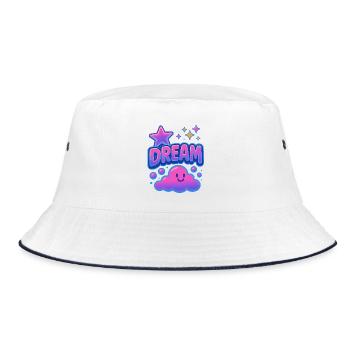 DREAM Cloud Neon Kawaii Motif - Bucket Hat - white/navy - Front