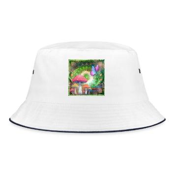 Champignons psychédéliques et forêt de néons papillons - Bob - blanc/marine - Devant