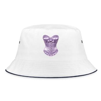 Lavender Satin Corset with Bow - Bucket Hat - white/navy - Front