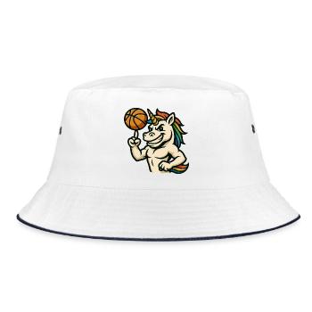Basketball Unicorn Rainbow Spin - Bucket Hat - white/navy - Front