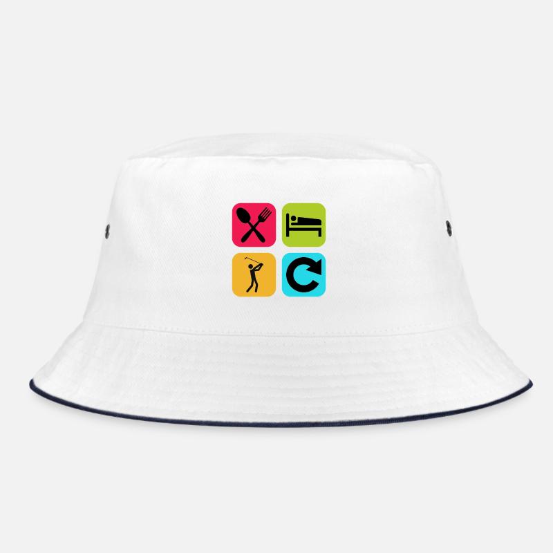 Eat Sleep Golf Repeat Funny Quote Golfer Bucket Hat