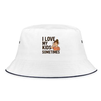 Manchmal liebe ich meine Kinder - Bucket Hat - Weiß/Navy - Vorne