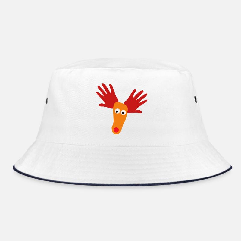 Tête de renne avec museau orange - Bob - blanc/marine