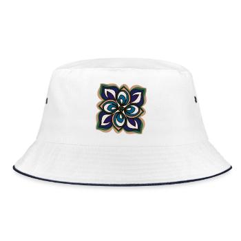 Pinwheel Mandala - Bucket Hat - white/navy - Front