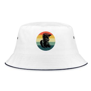 Vintage Motocross Design für Motocross - Bucket Hat - Weiß/Navy - Vorne