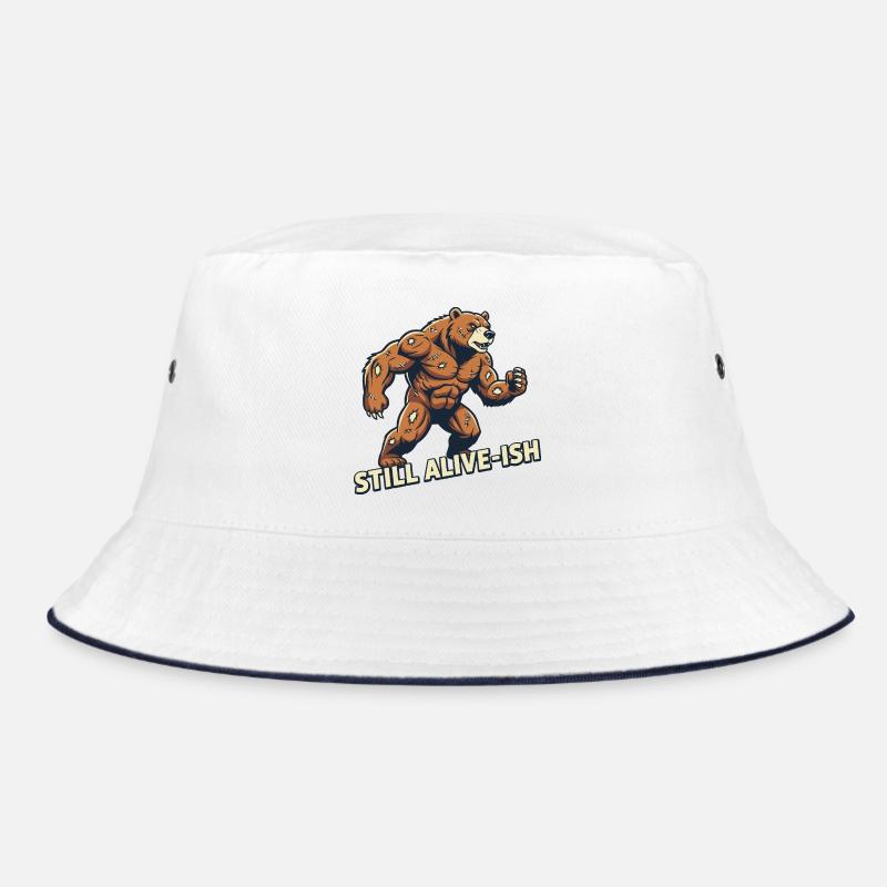 Undead Bear with Sewing Patches Bucket Hat
