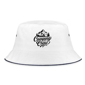 Camping Crew Zelt Berge - Bucket Hat - Weiß/Navy - Vorne
