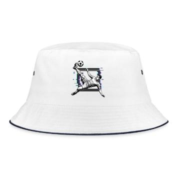 Fußball Schuss Fallrückzieher Tor - Bucket Hat - Weiß/Navy - Vorne