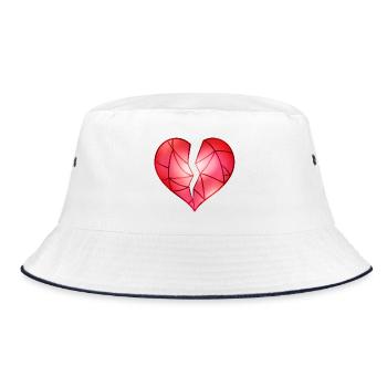 Broken Red Heart - Bucket Hat - white/navy - Front