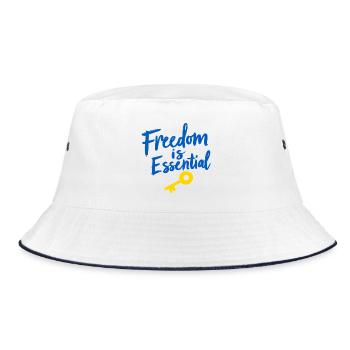 Freedom Is Essential Key to Freedom - Bucket Hat - white/navy - Front