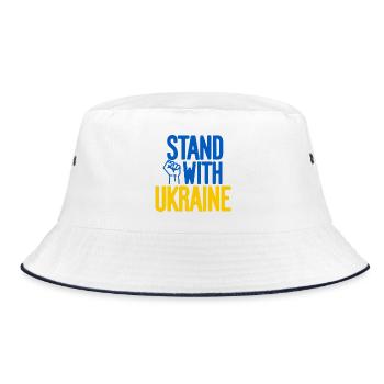 Stand With Ukraine Solidarity - Bucket Hat - white/navy - Front