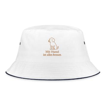 Dog motif: Everything is better with a dog - Bucket Hat - white/navy - Front