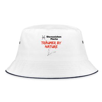 Sternzeichen Fische, Träumer by Nature, Geburtstag - Bucket Hat - Weiß/Navy - Vorne