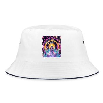 Mandala Meditation Aura - Bucket Hat - white/navy - Front