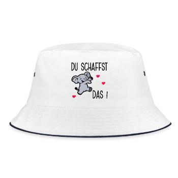 Prüfungen Arbeit - Du schaffst das - Bucket Hat - Weiß/Navy - Vorne