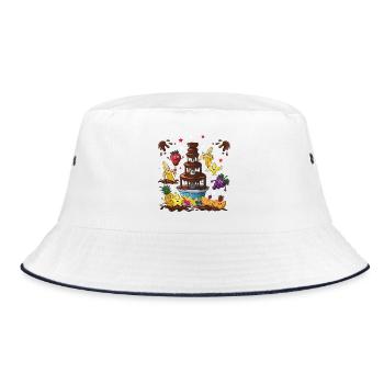 Chocolate Fountain Fruit Friends Design - Bucket Hat - white/navy - Front