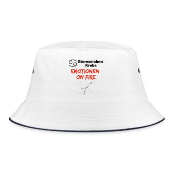 Sternzeichen Krebs – Emotionen on Fire, Geburtstag - Bucket Hat - Weiß/Navy - Vorne