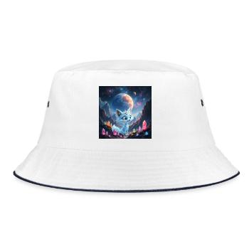 Celestial Crucible Blue Fox - Bucket Hat - white/navy - Front