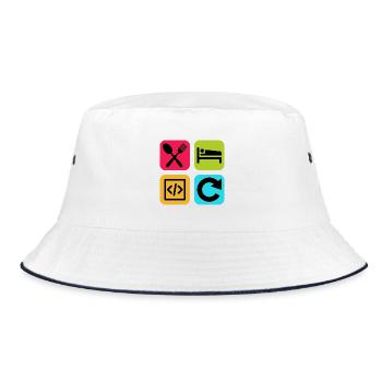 Eat Sleep Code Repeat Funny Quote Dev - Bucket Hat - white/navy - Front