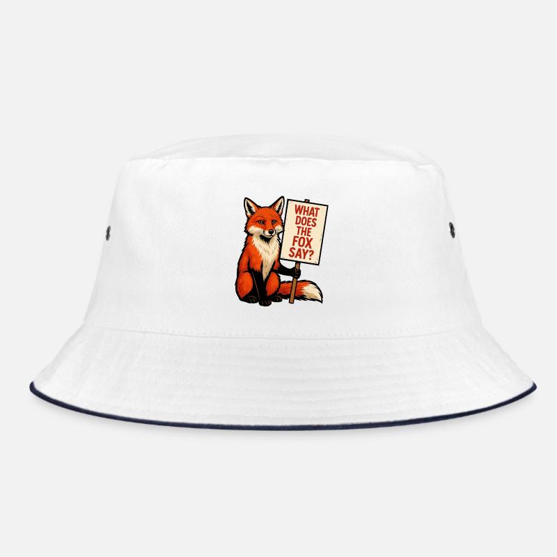 Fuchs mit Schild – Was sagt der Fuchs Bucket Hat
