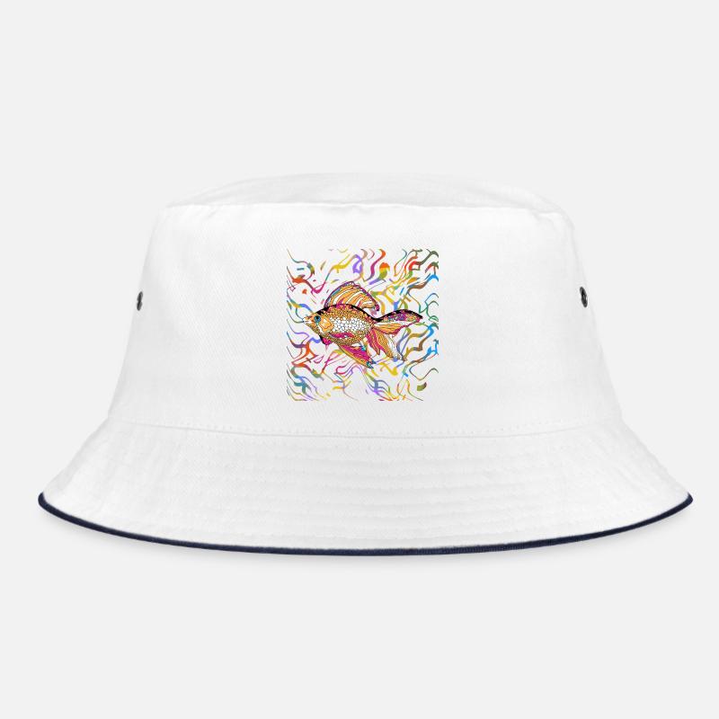 fish - Bucket Hat - white/navy
